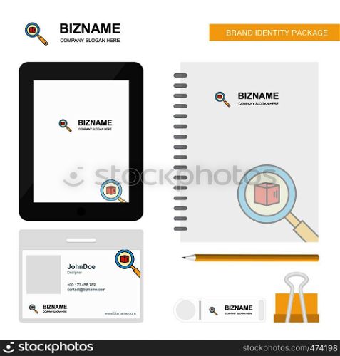 Search item Business Logo, Tab App, Diary PVC Employee Card and USB Brand Stationary Package Design Vector Template