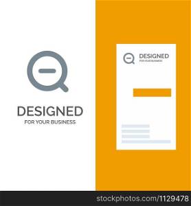 Search, Less, Remove, Delete Grey Logo Design and Business Card Template