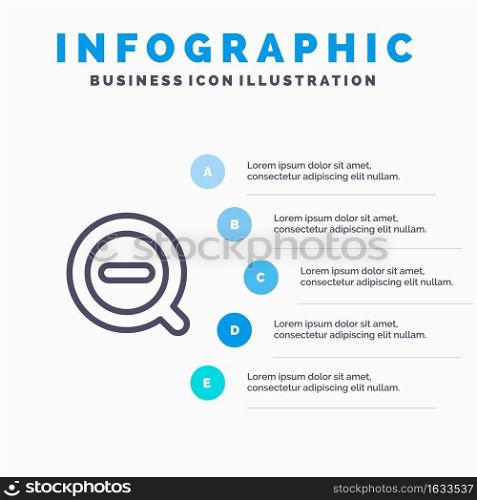 Search, Less, Remove, Delete Line icon with 5 steps presentation infographics Background