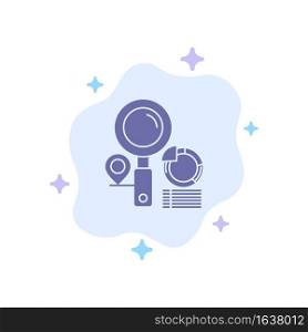 Search, Location, Finder, Graph,  Blue Icon on Abstract Cloud Background