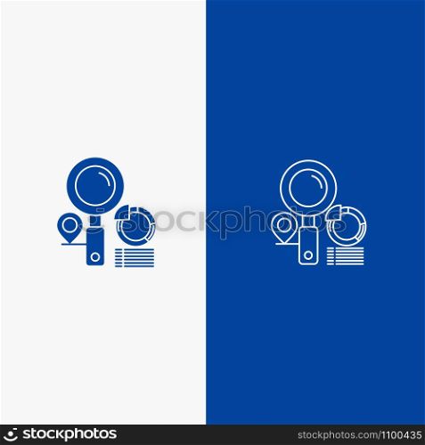 Search, Location, Finder, Graph, Line and Glyph Solid icon Blue banner Line and Glyph Solid icon Blue banner