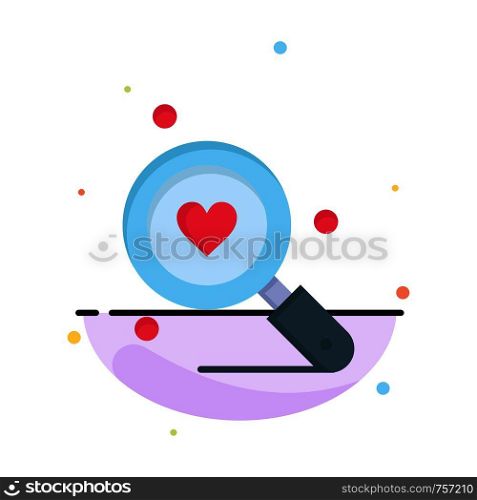 Search, Love, Heart, Wedding Business Logo Template. Flat Color