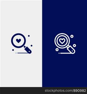 Search, Love, Heart, Wedding Line and Glyph Solid icon Blue banner Line and Glyph Solid icon Blue banner
