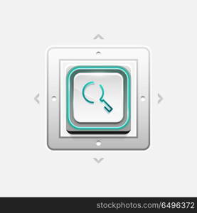 Search magnifyier web button, magnify icon. Modern magnifying glass sign, web site design or mobile app. Search magnifyier web button, magnify icon. Modern magnifying glass sign, web site design or mobile app. Vector illustration