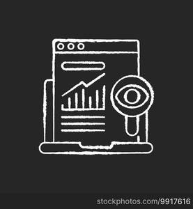 Search marketing chalk white icon on black background. Process of acquiring people traffic or customers with using of different search engines. Isolated vector chalkboard illustration. Search marketing chalk white icon on black background