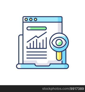Search marketing RGB color icon. Process of acquiring people traffic or customers with using of different search engines. Isolated vector illustration. Search marketing RGB color icon