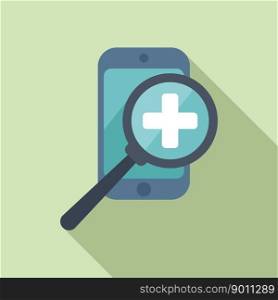 Search medical help icon flat vector. Online doctor. Health service. Search medical help icon flat vector. Online doctor