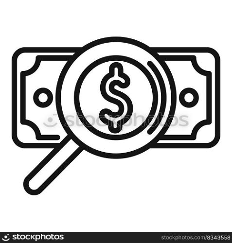 Search money cash icon outline vector. House financial. Estate credit. Search money cash icon outline vector. House financial