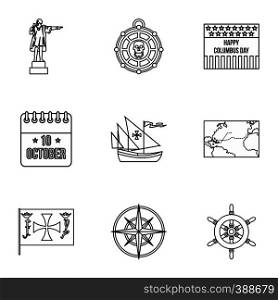 Search of mainland icons set. Outline illustration of 9 search of mainland vector icons for web. Search of mainland icons set, outline style
