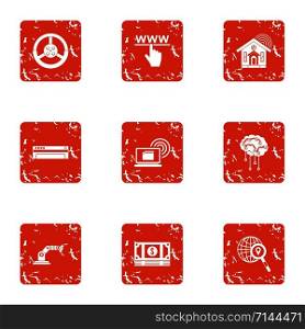 Search of money icons set. Grunge set of 9 search of money vector icons for web isolated on white background. Search of money icons set, grunge style