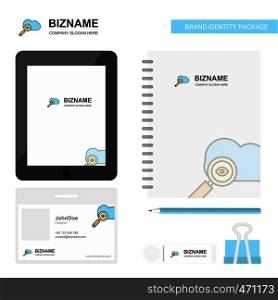 Search on cloud Business Logo, Tab App, Diary PVC Employee Card and USB Brand Stationary Package Design Vector Template