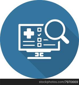 Search Online Instruction and Medical Services Icon. Flat Design