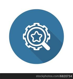 Search Optimization Icon. Flat Design.. Search Optimization Icon. Flat Design. Isolated Illustration. App Symbol or UI element. Gear with Magnifying Glass.