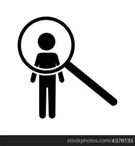 Search people icon. Magnifying glass sign. One person. Flat element. Simple design. Vector illustration. Stock image. EPS 10.. Search people icon. Magnifying glass sign. One person. Flat element. Simple design. Vector illustration. Stock image.