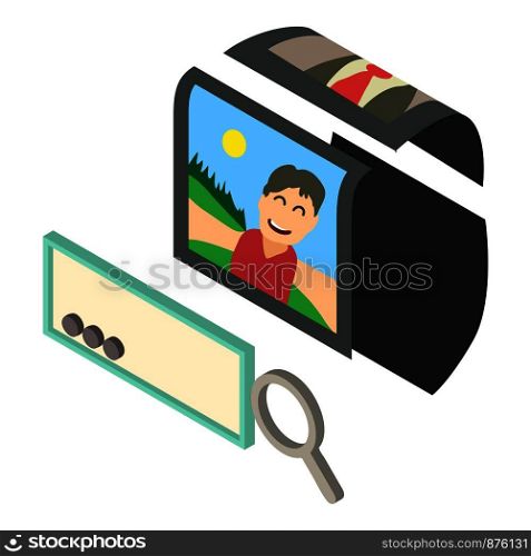 Search photo icon. Isometric illustration of search photo vector icon for web. Search photo icon, isometric 3d style