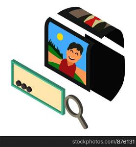 Search photo icon. Isometric illustration of search photo vector icon for web. Search photo icon, isometric 3d style