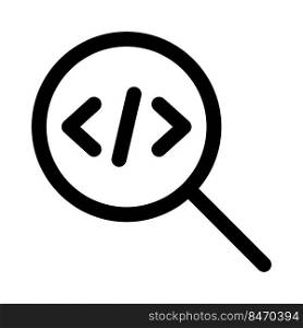 Search programming software with magnification glass logotype