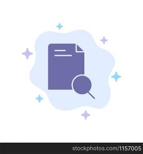 Search, Research, File, Document Blue Icon on Abstract Cloud Background