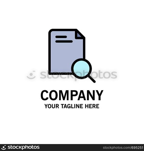 Search, Research, File, Document Business Logo Template. Flat Color
