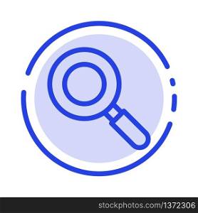 Search, Research, Find Blue Dotted Line Line Icon