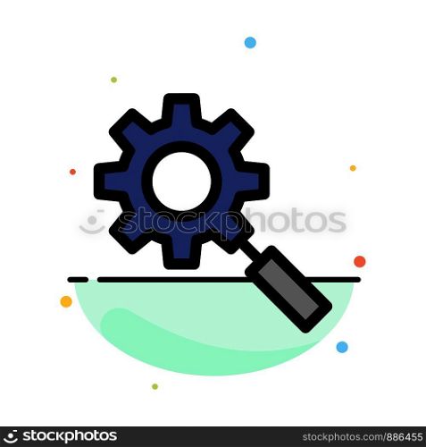 Search, Research, Gear, Setting Abstract Flat Color Icon Template