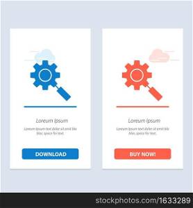 Search, Research, Gear, Setting  Blue and Red Download and Buy Now web Widget Card Template