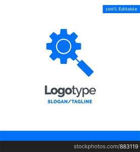 Search, Research, Gear, Setting Blue Solid Logo Template. Place for Tagline