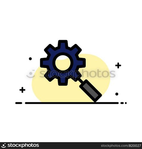 Search, Research, Gear, Setting Business Flat Line Filled Icon Vector Banner Template