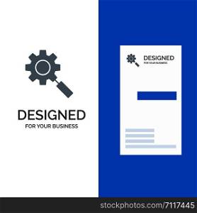 Search, Research, Gear, Setting Grey Logo Design and Business Card Template
