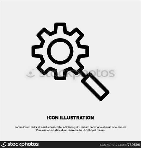 Search, Research, Gear, Setting Line Icon Vector