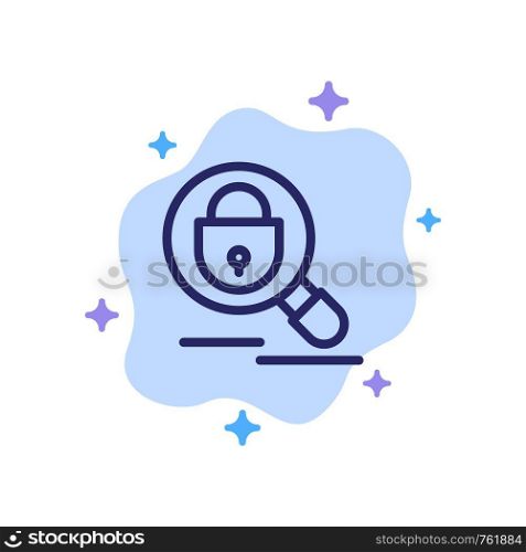 Search, Research, Lock, Internet Blue Icon on Abstract Cloud Background