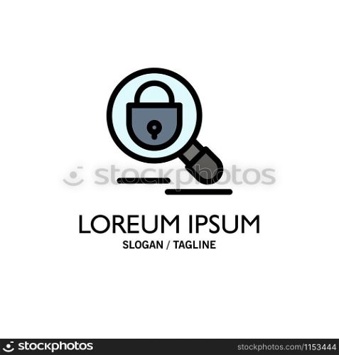 Search, Research, Lock, Internet Business Logo Template. Flat Color