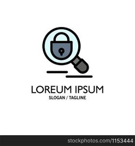 Search, Research, Lock, Internet Business Logo Template. Flat Color