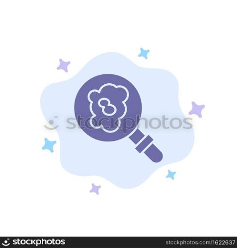 Search, Research, Pollution Blue Icon on Abstract Cloud Background