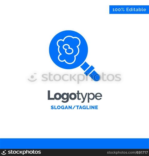 Search, Research, Pollution Blue Solid Logo Template. Place for Tagline
