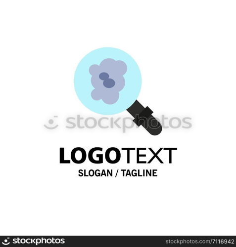 Search, Research, Pollution Business Logo Template. Flat Color