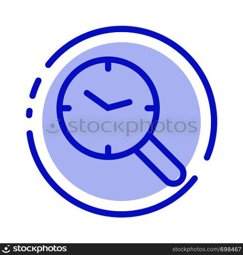 Search, Research, Watch, Clock Blue Dotted Line Line Icon