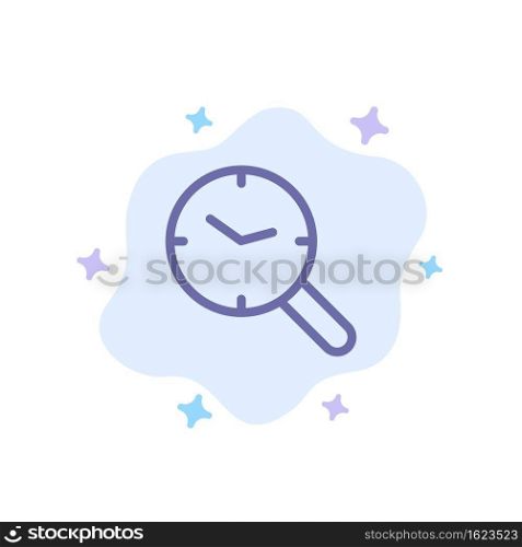 Search, Research, Watch, Clock Blue Icon on Abstract Cloud Background