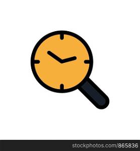 Search, Research, Watch, Clock Flat Color Icon. Vector icon banner Template