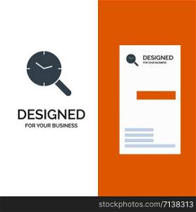 Search, Research, Watch, Clock Grey Logo Design and Business Card Template
