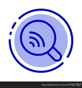 Search, Research, Wifi, Signal Blue Dotted Line Line Icon