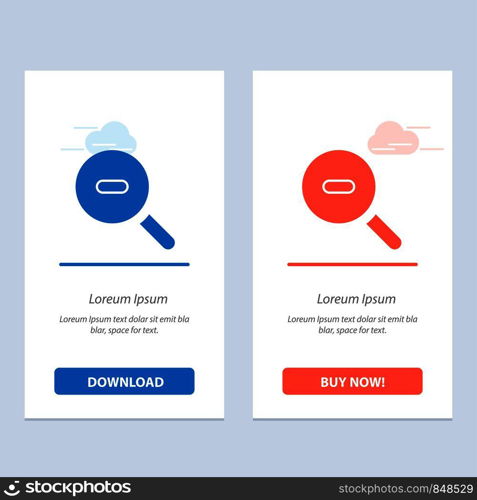 Search, Research, Zoom Blue and Red Download and Buy Now web Widget Card Template