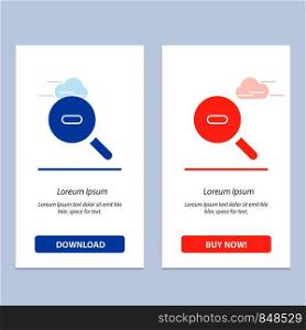 Search, Research, Zoom Blue and Red Download and Buy Now web Widget Card Template