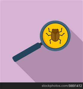 Search software bug icon. Flat illustration of search software bug vector icon for web design. Search software bug icon, flat style