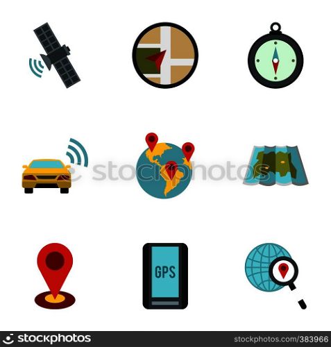 Search territory icons set. Flat illustration of 9 search territory vector icons for web. Search territory icons set, flat style