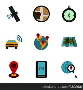 Search territory icons set. Flat illustration of 9 search territory vector icons for web. Search territory icons set, flat style