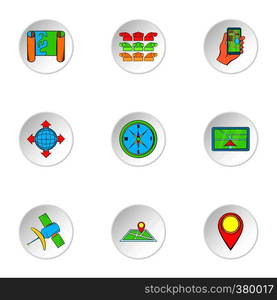 Search way icons set. Cartoon illustration of 9 search way vector icons for web. Search way icons set, cartoon style