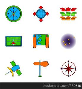Search way icons set. Cartoon illustration of 9 search way vector icons for web. Search way icons set, cartoon style