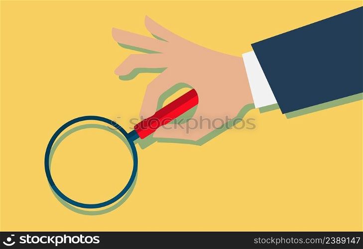 Searching concept with hand holding magnifying glass. Stock vector. Searching concept with hand holding magnifying glass. Vector