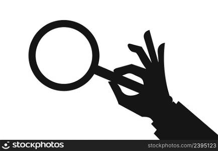 Searching concepts with hand using magnifying glass on white space background. Searching concepts with hand using magnifying glass on white background